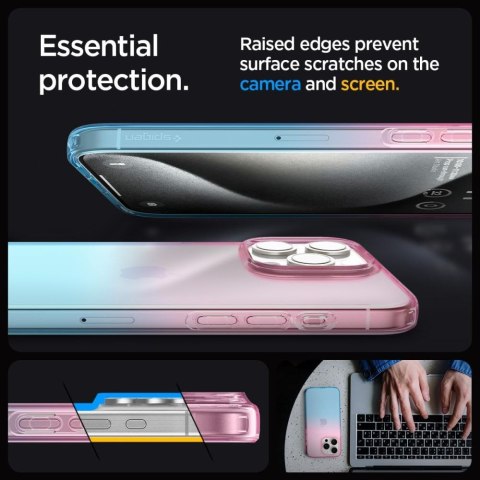Etui case na iPhone 15 Pro Liquid Crystal - różowo niebieskie SPIGEN