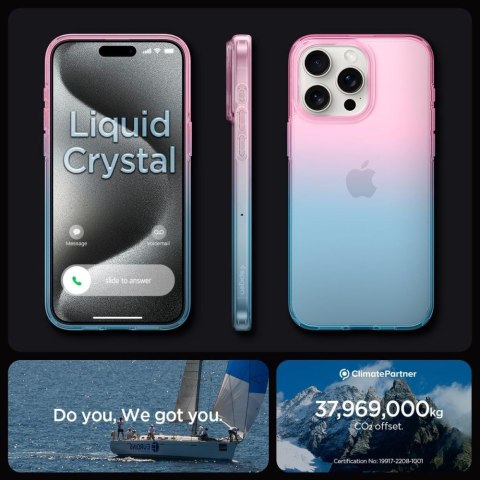 Etui case na iPhone 15 Pro Liquid Crystal - różowo niebieskie SPIGEN