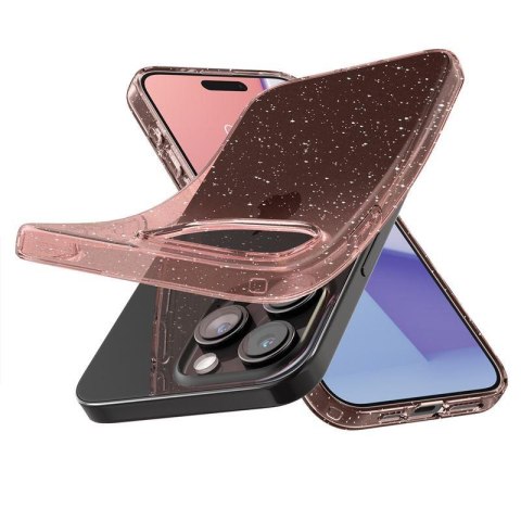 Etui case na iPhone 15 Pro Max Liquid Crystal Glitter - różowo przezroczyste SPIGEN