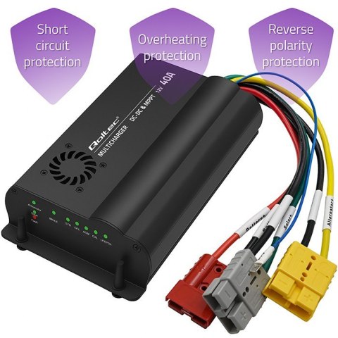 Automatyczna Ładowarka DC-DC 12V z regulatorem MPPT | 40A | LiFePO4 AGM GEL STD Qoltec