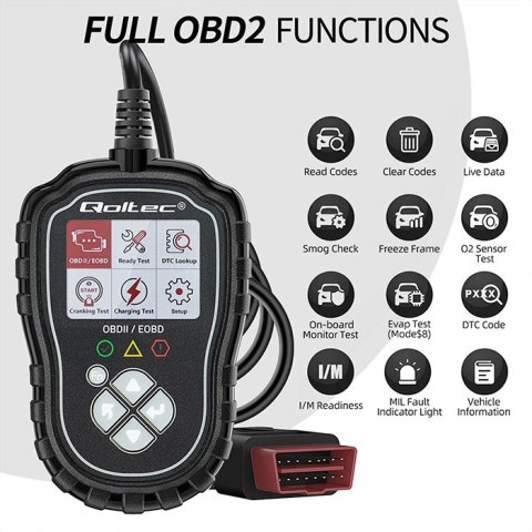 Cyfrowy Tester diagnostyczny ProLine | OBDII EOBD | 8V-25V | DualSystem Qoltec
