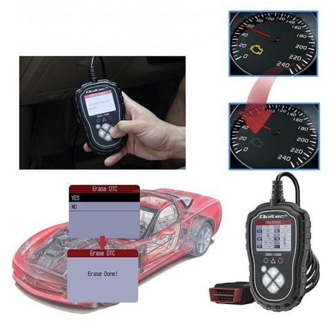 Cyfrowy Tester diagnostyczny ProLine | OBDII EOBD | 8V-25V | DualSystem Qoltec