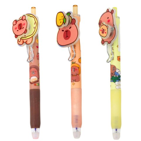 Długopis Żelowy Kapibara Z Obrotowym Elementem Niebieski Tusz 14,5cm Mix LEAN