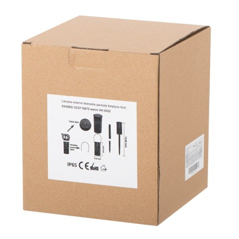 Lampa solarna ogrodowa ażurowa latarenka lampion LED czujnik zmierzchu wbijana 4szt. Kik Sp. z o. o. Sp. k.