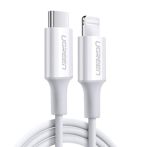 Kabel przewód do iPhone MFi USB-C - Lightning 20W 3A 0.5m biały UGREEN