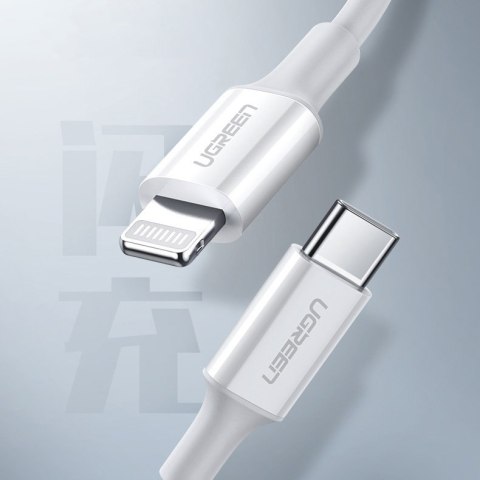Kabel przewód do iPhone MFi USB-C - Lightning 20W 3A 0.5m biały UGREEN