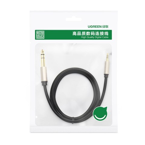 Kabel przewód przejściówka audio TRS mini jack 3.5mm - jack 6.35mm 2m szary UGREEN