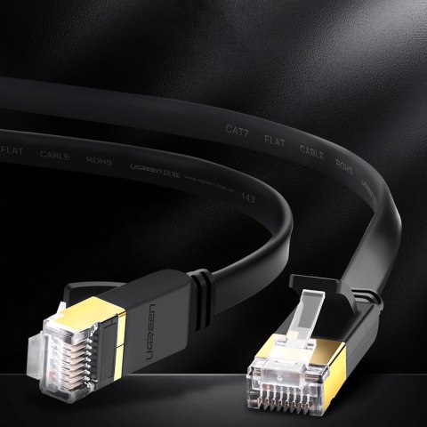 Kabel sieciowy internetowy płaski patchcord U/FTP Cat. 7 10Gb/s 0.5m czarny UGREEN