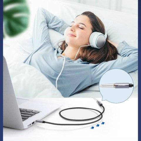 Przewód kabel przedłużacz do słuchawek AUX 3.5mm mini jack 1m srebrny UGREEN