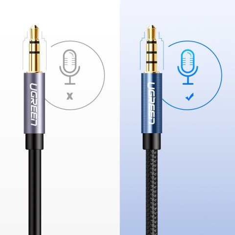 Przewód kabel przedłużacz do słuchawek AUX 3.5mm mini jack 1m srebrny UGREEN