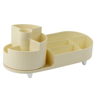 Organizer Wielofunkcyjny Na Kosmetyki Biurko Obrotowy Pojemny Beżowy LEAN