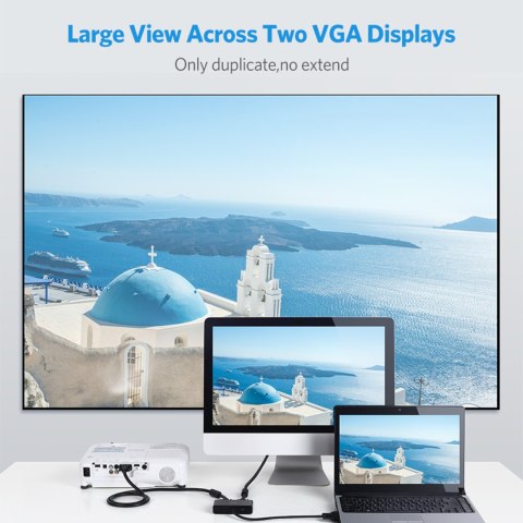 Rozdzielacz ekranów monitorów adapter Video VGA - 2x VGA czarny UGREEN