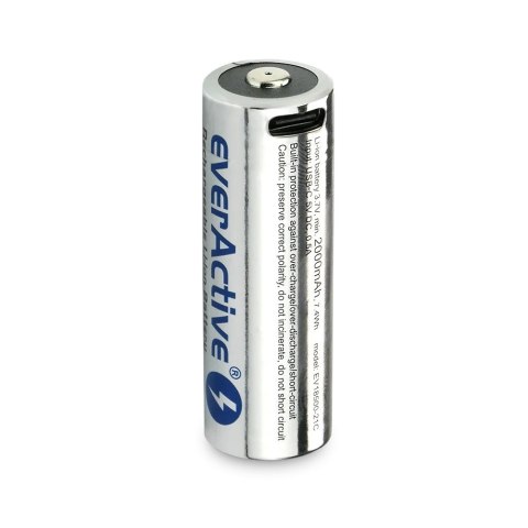 Akumulator 18500 3,7V Li-ion 2100 mAh USB-C EverActive