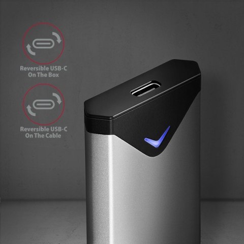 EEM2-UG2 Obudowa zewnętrzna aluminiowa, USB-C 3.2 Gen 2 - M.2 NVMe SSD, długość 42 do 80 mm szary AXAGON