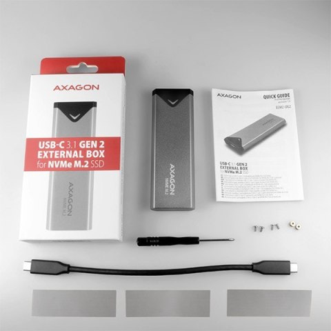 EEM2-UG2 Obudowa zewnętrzna aluminiowa, USB-C 3.2 Gen 2 - M.2 NVMe SSD, długość 42 do 80 mm szary AXAGON