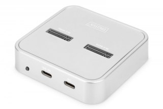 Stacja dokująca do dysków SSD M.2 NVMe + M.2 SATA z czytnikiem kart SD-Express, USB-C, Srebrna Digitus