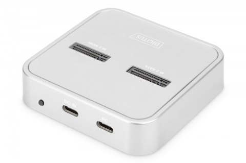 Stacja dokująca do dysków SSD M.2 NVMe + M.2 SATA z czytnikiem kart SD-Express, USB-C, Srebrna Digitus