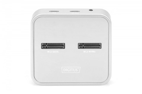 Stacja dokująca do dysków SSD M.2 NVMe + M.2 SATA z czytnikiem kart SD-Express, USB-C, Srebrna Digitus