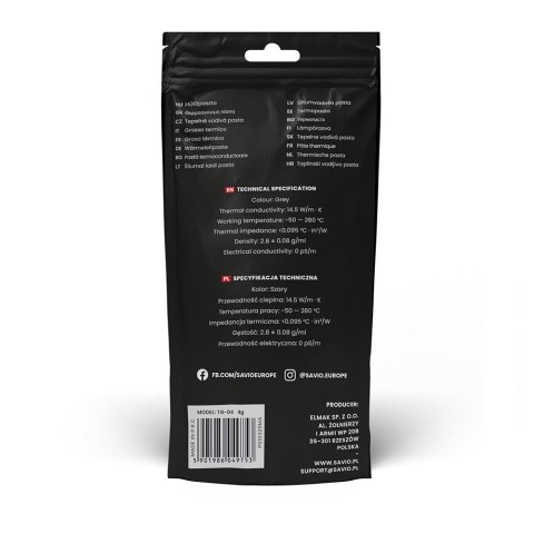 Pasta termoprzewodząca Glacier 14,5 W/mK, 4g TG-04 Savio