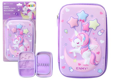 Duży Piórnik 3D Jednorożec Rozkładany Fioletowy 23x15x5 cm LEAN