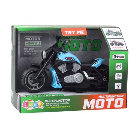 Motocykl Zabawkowy Na Baterie Napęd Światła Dźwięki Niebieski LEAN Toys