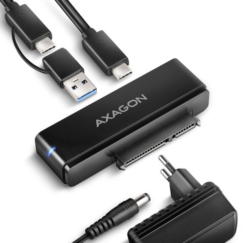 ADSA-FPX Adapter USB-C 10Gbps SATA 6G 2.5/3.5 cala SSD/HDD FASTPORT X, w tym zasilacz, 60cm USB-C/USB-A kabel AXAGON