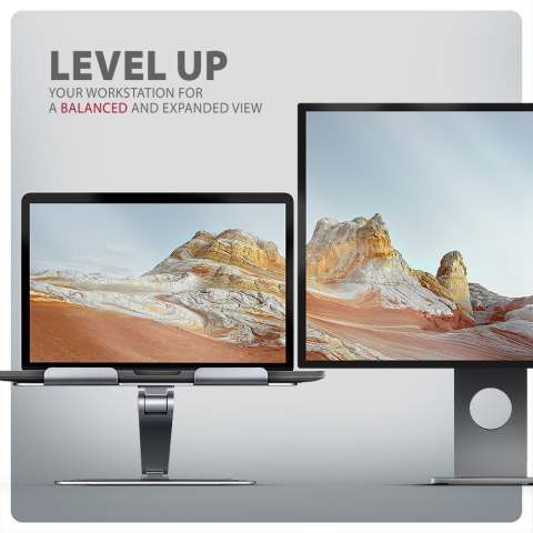 STND-LQ Podstawa do laptopów aluminiowa 10-17,3" cali, regulowane kąty nachylenia, Szara AXAGON
