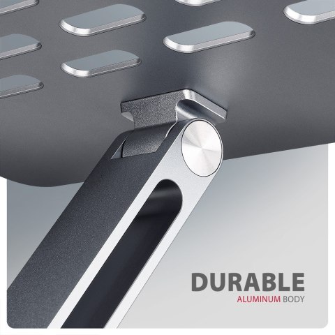 STND-LQ Podstawa do laptopów aluminiowa 10-17,3" cali, regulowane kąty nachylenia, Szara AXAGON