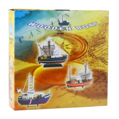 Model Kolekcjonerski Dekoracyjny Statek Kuter Rybacki Czerwony 30x26cm LEAN Toys