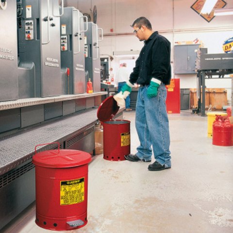 Kosz na odpady łatwopalne i zaolejone czyściwo szmaty - atesty FM / UL poj. 53L JUSTRITE