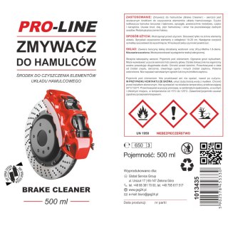 Zmywacz środek do czyszczenia hamulców i układów hamulcowych PRO-LINE spray 500 ml PRO-LINE