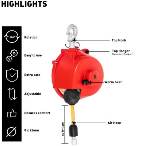 Balanser linkowy odciążnik z wężem pneumatycznym 3,5 - 5 kg 1,3 m Steinberg Systems