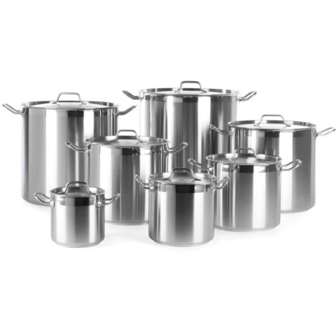 Garnek wysoki Profi Line z pokrywką dno Sandwich 95 l śr. 500 x 500 mm - Hendi 833025 Hendi