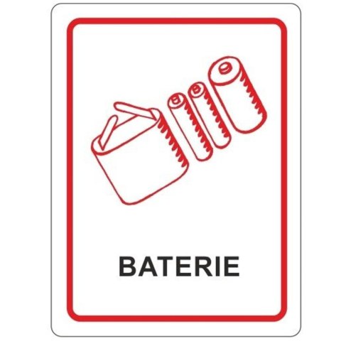 Naklejka na pojemnik na zużyte BATERIE 16x12cm GSG24