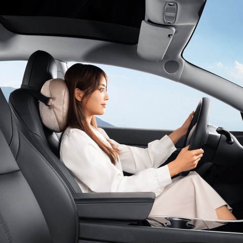 Poduszka na zagłówek samochodowy z 2 materiałami ComfortRide Series beżowa BASEUS