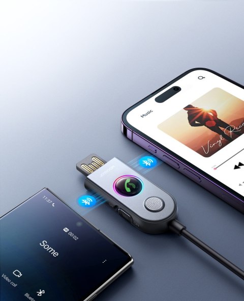 Samochodowy bezprzewodowy odbiornik nadajnik Audio USB AUX JR-CB6 szary JOYROOM