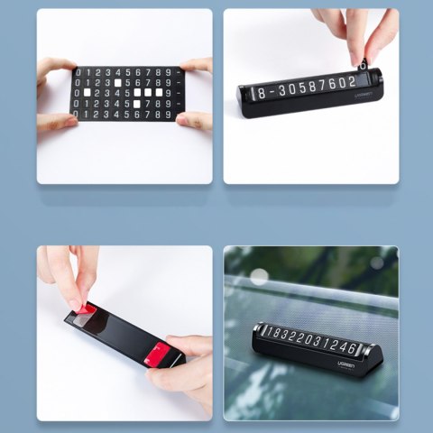 Tabliczka parkingowa do samochodu na numer telefonu kierowcy - czarna UGREEN