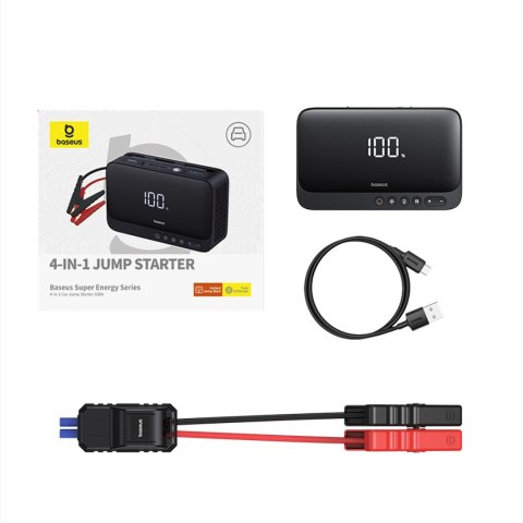 4w1 Jump starter 600A z latarką powerbankiem 6000mAh kompresorem Super Energy - czarny BASEUS