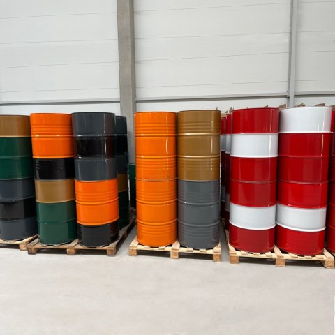 Beczka stalowa metalowa TH 216.5L z rowkami korki 3/4 i 2 w wieku - MIX KOLORÓW Beczkopol