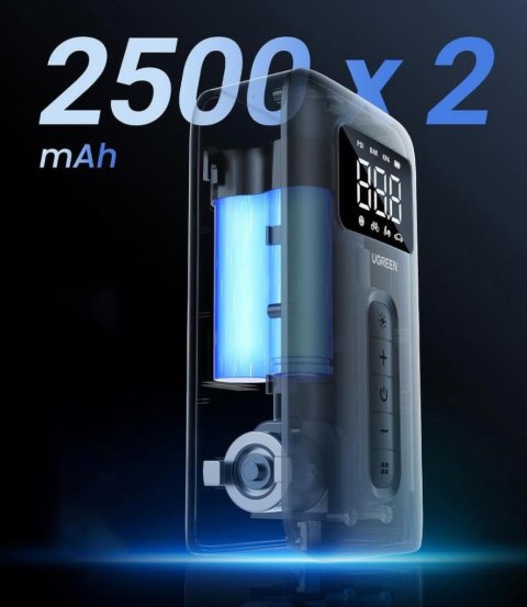 Kompresor powietrza 150PSI 10bar z akumulatorem i latarką LED czarny UGREEN