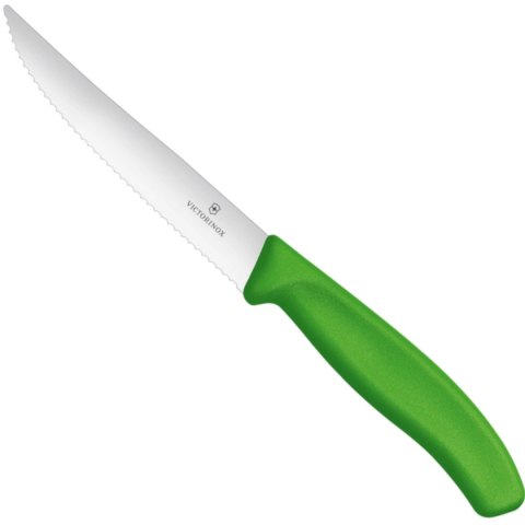 Nóż do steków pizzy ząbkowany z ostrym czubkiem dł. 120/232 mm - zielony Victorinox
