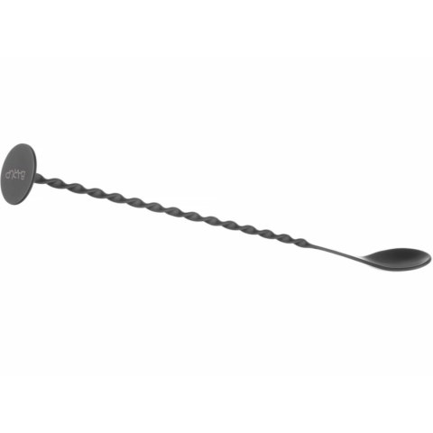 Łyżka barmańska do drinków koktajli długa z muddlerem 280 x 35 mm - czarna Bar Up