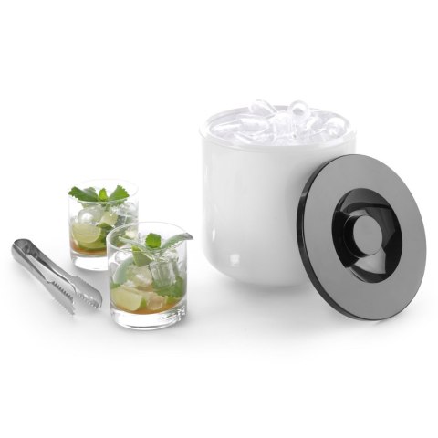 Pojemnik do lodu na lód biały z czarną pokrywką 10L Bar Up