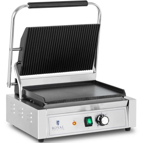 Grill kontaktowy elektryczny płyta gładka i ryflowana 33 x 22 cm 2200 W Royal Catering