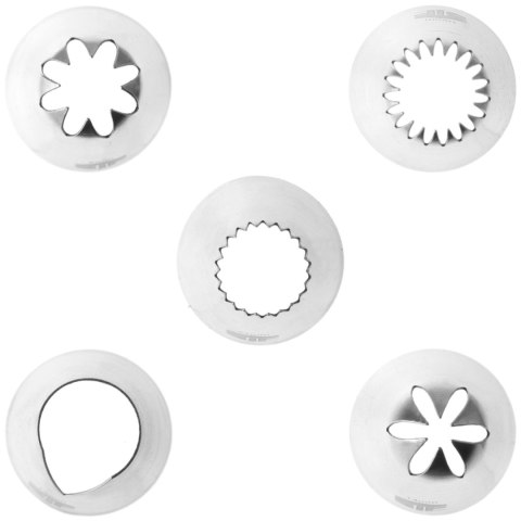 Końcówki tylki cukiernicze do dekoracji tortów i ciast KWIATY I PŁATKI - zestaw 5szt. - HENDI 551202 Hendi