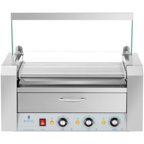 Podgrzewacz grill rolkowy do parówek hot-dogów z szufladą i osłoną - 7 rolek Royal Catering