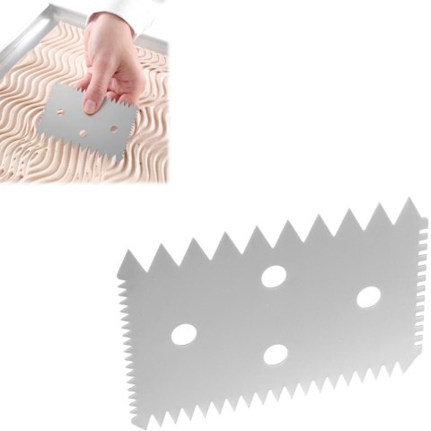 Skrobka cukiernicza prostokątna ZĄBKOWANA ze stali nierdzewnej 102x69mm - HENDI 554234 Hendi