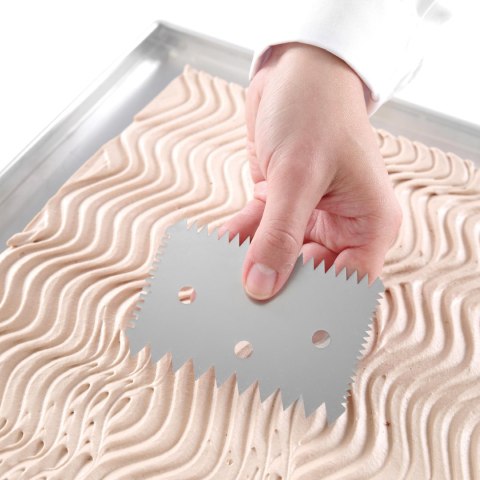 Skrobka cukiernicza prostokątna ZĄBKOWANA ze stali nierdzewnej 102x69mm - HENDI 554234 Hendi