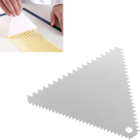 Skrobka cukiernicza trójkątna ZĄBKOWANA ze stali nierdzewnej 110x110mm - HENDI 554227 Hendi