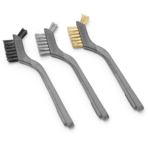 Szczotka czyścik do grilla rusztu BBQ stalowa nylonowa mosiężna ZESTAW 3 szt. dł. 178 mm - Hendi 525524 Hendi